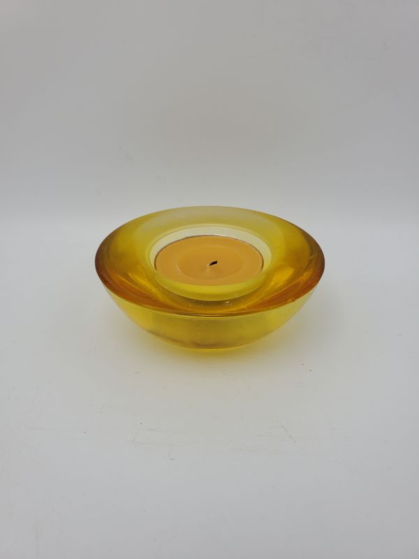 Amber Glass Candle Holders, 6