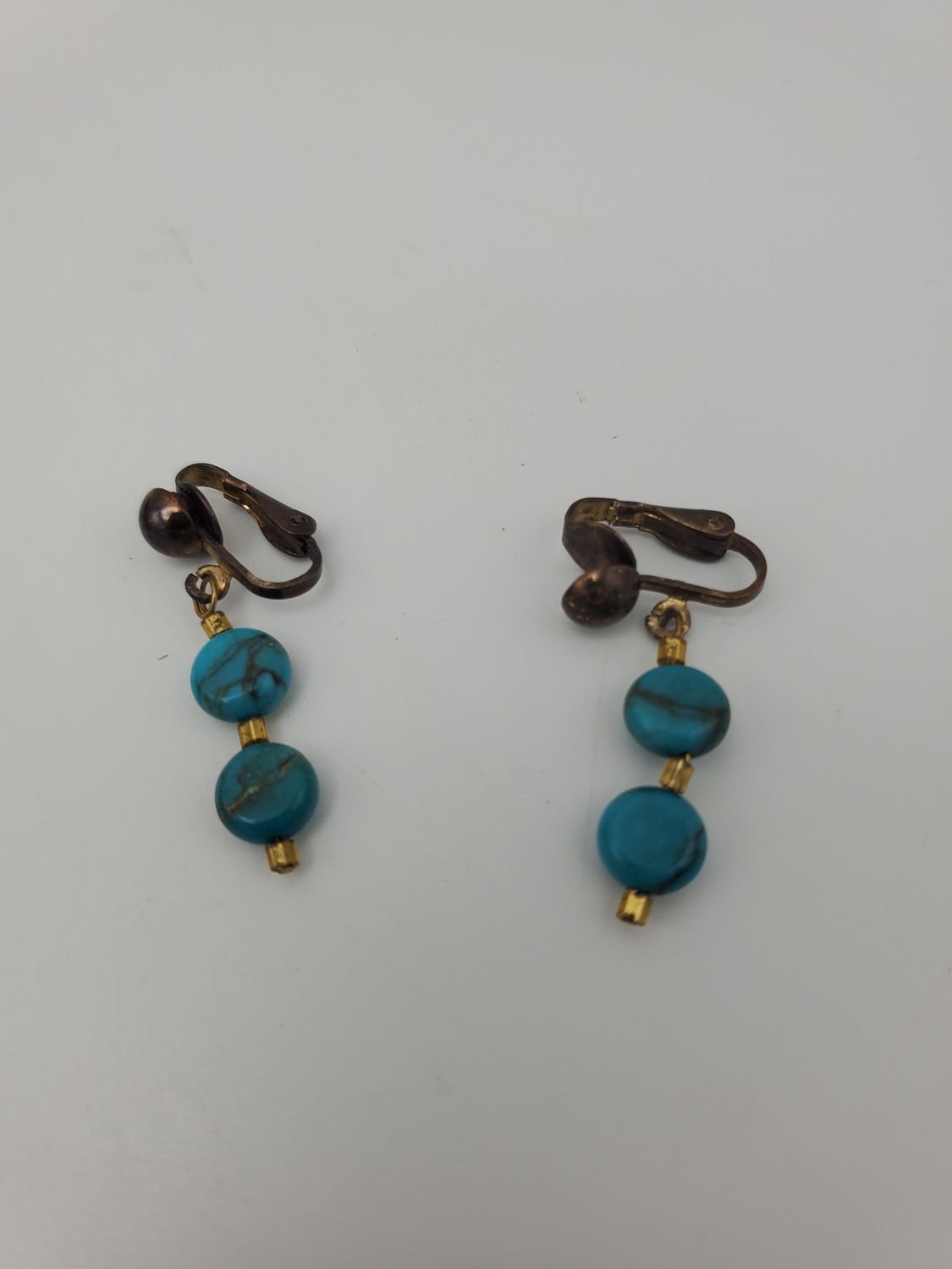 Double Turquoise Drop Vintage Earrings