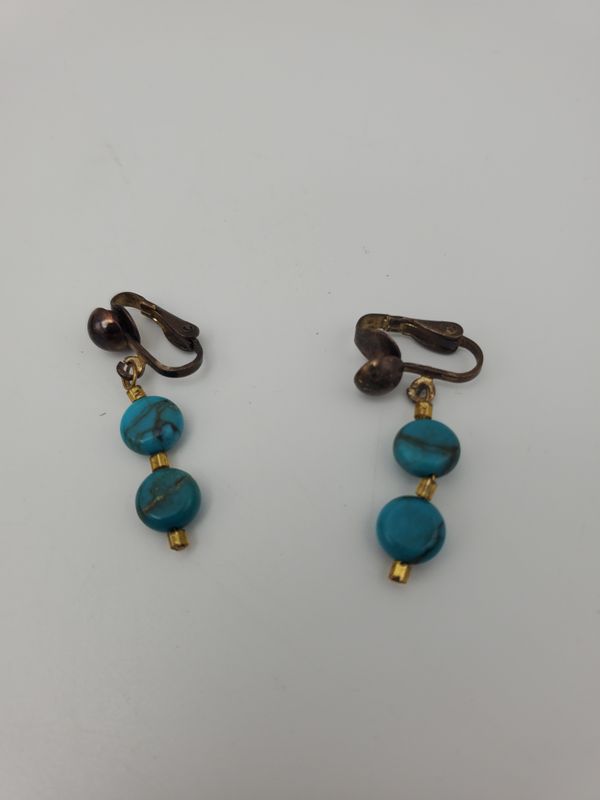 Double Turquoise Drop Vintage Earrings