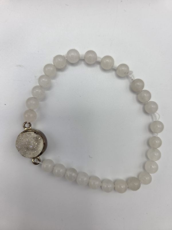 White Druzy and Stone Beads Bracelet