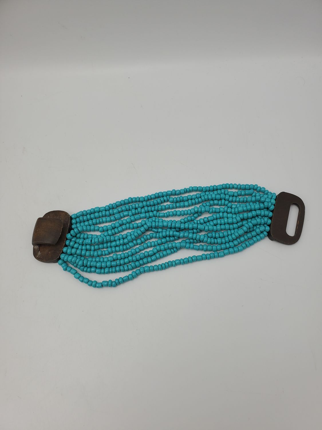 Rec. Turq. Wood Clasp Vintage Bracelet