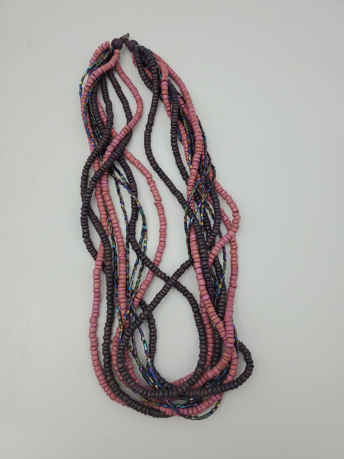 Pink Wood Vint. Earrings &amp; Necklace Set