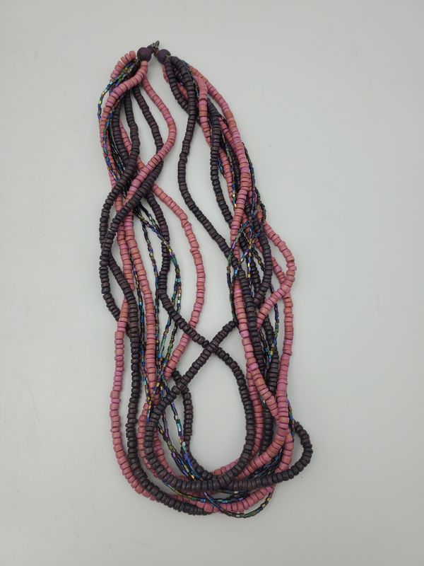 Pink Wood Vint. Earrings &amp; Necklace Set