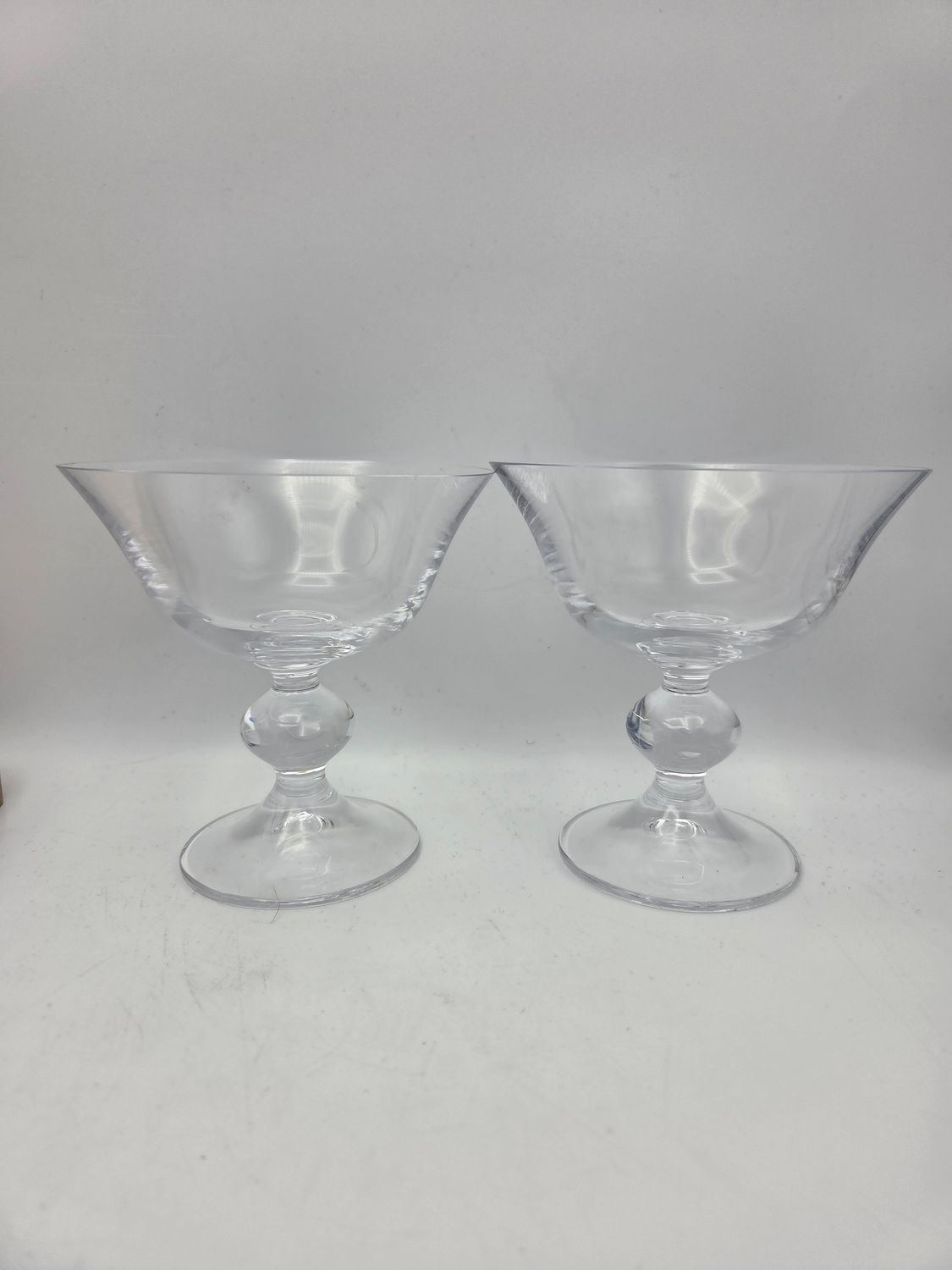 Pair of Glass Vintage Dessert Coupes