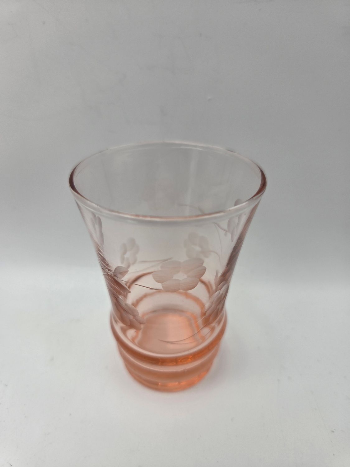 Vintage Pink Etched Floral Shot Glass