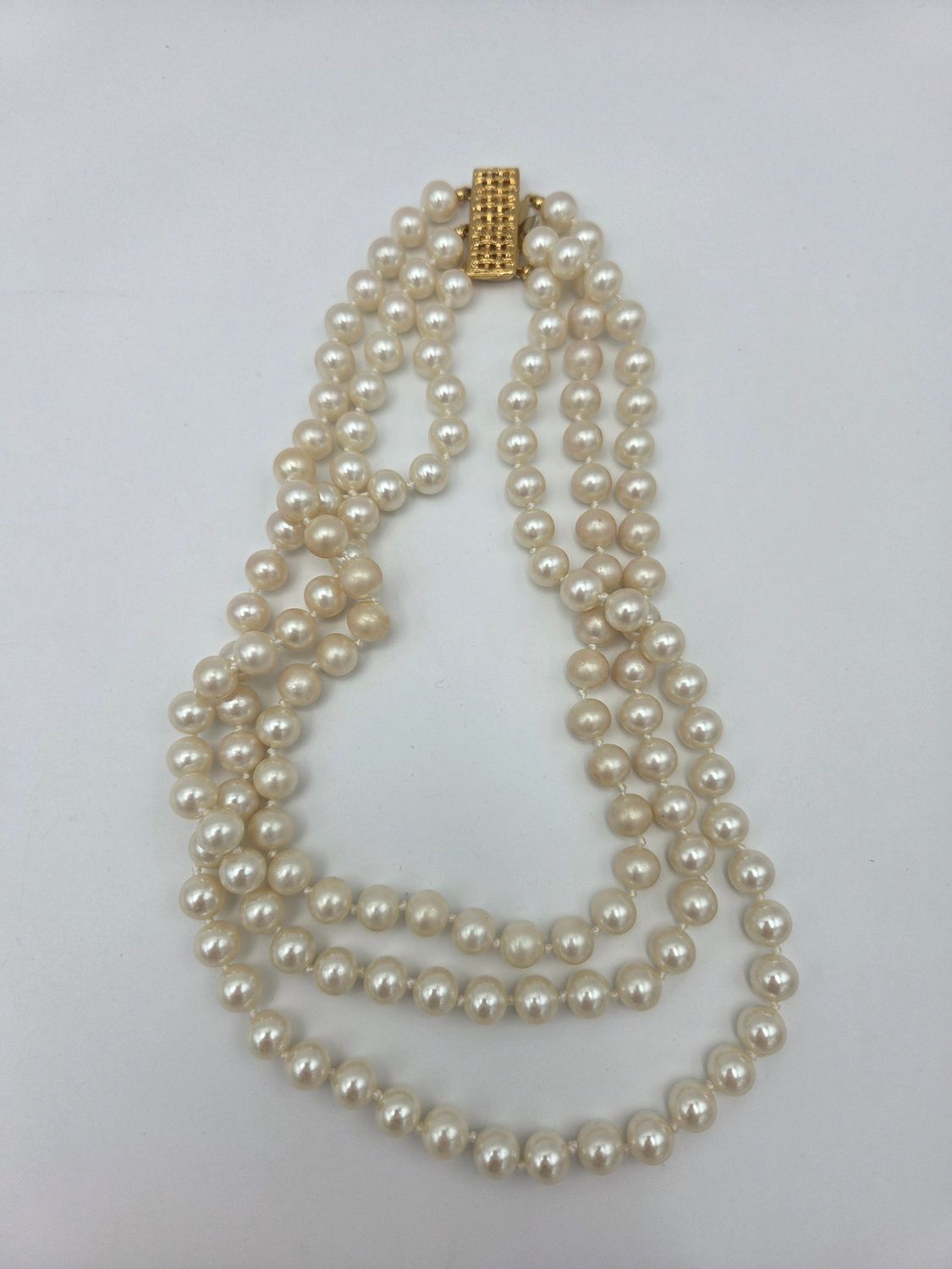 Vintage 3-Strand Faux Pearl 17" Necklace