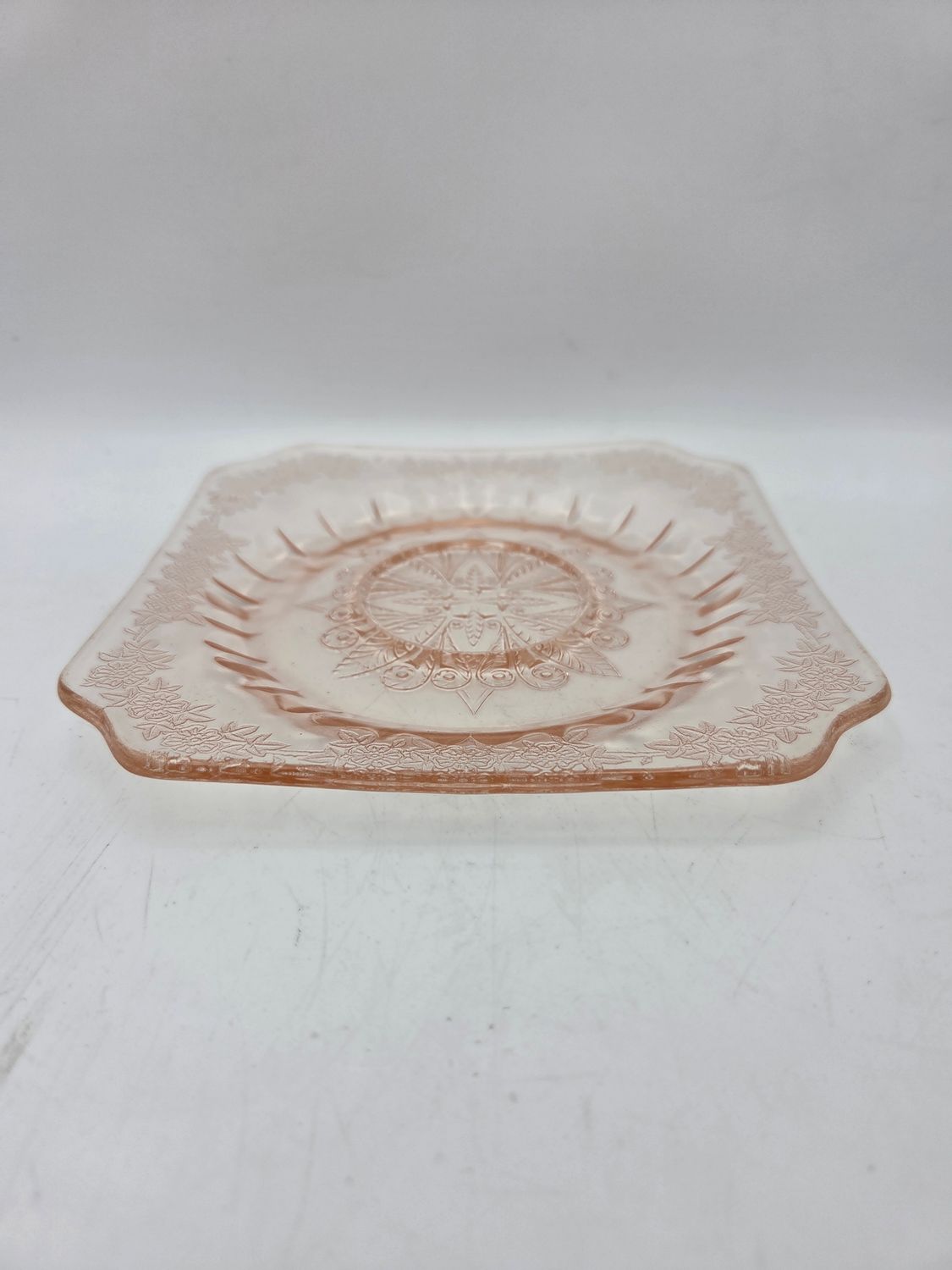 Vintage Jeannette Glass Pink Bread Plate