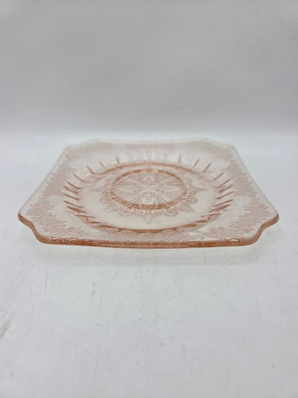 Vintage Jeannette Glass Pink Bread Plate