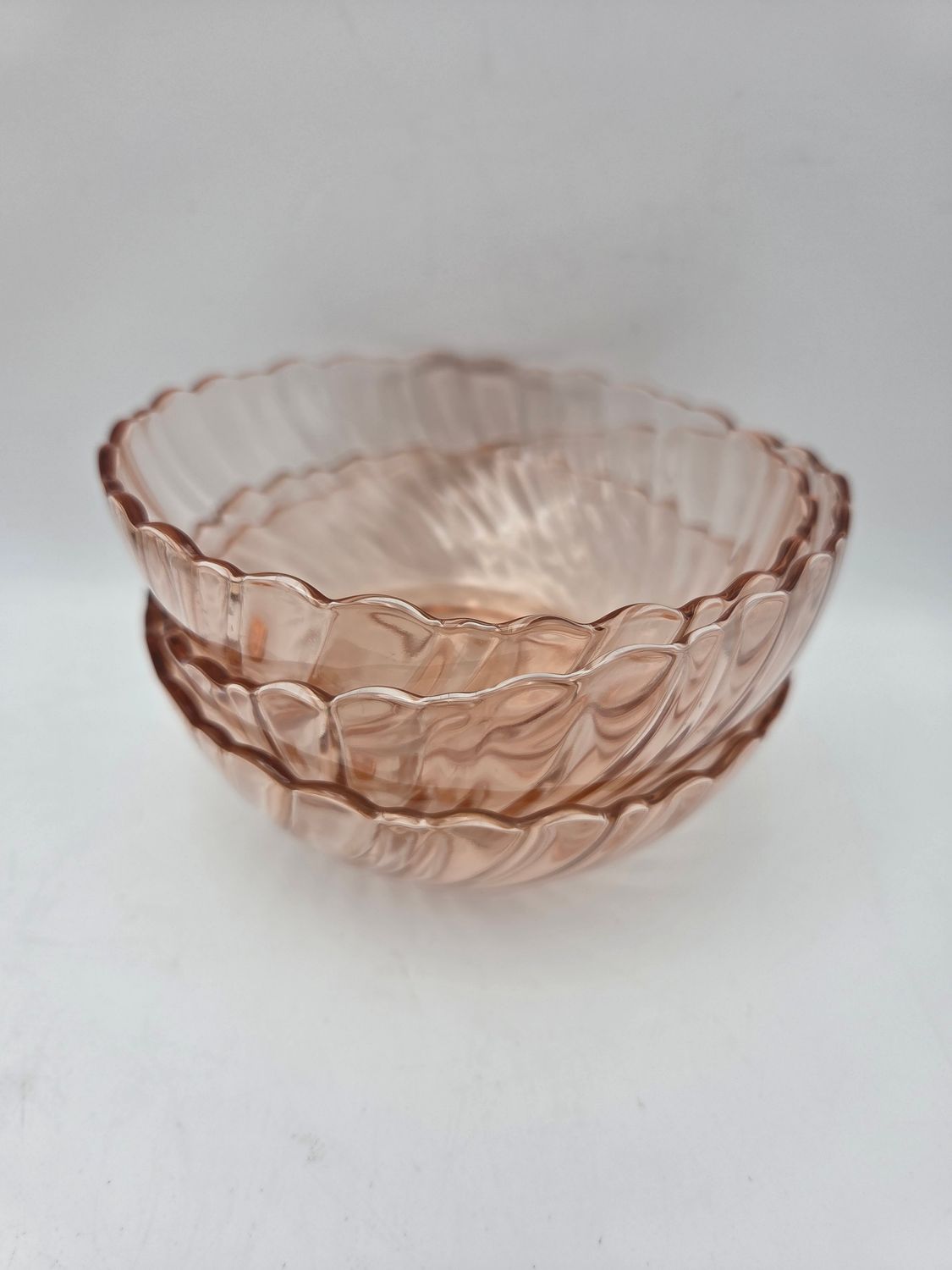 Set of 3 Arcoroc France Pink Glass Bowls