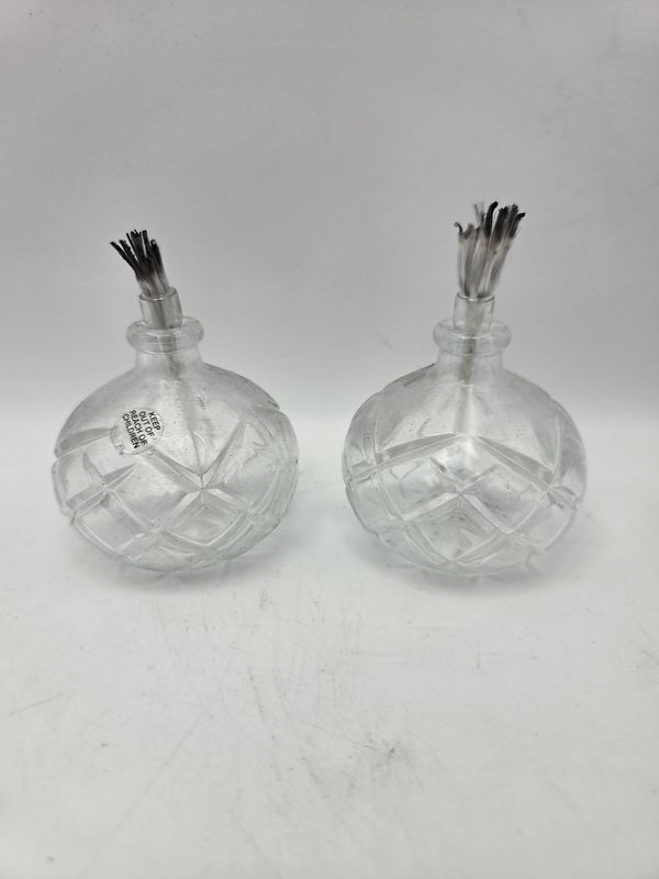 Pair of Mini Clear Glass Oil Lamps