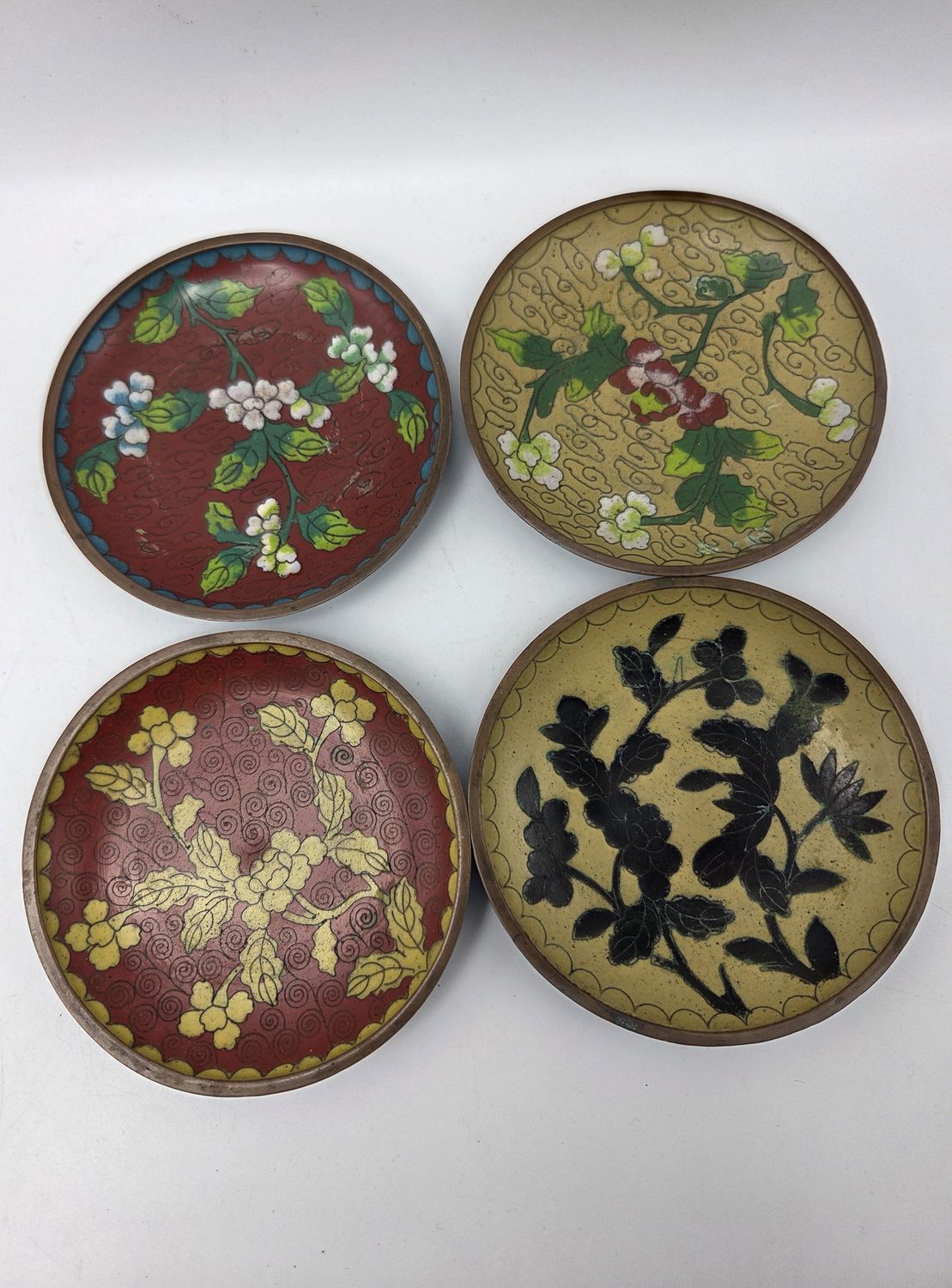 Set of 4 Vntg Cloisonné Dishes