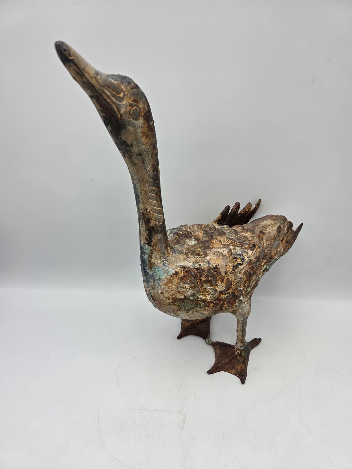 Vintage Goose Metal Statue