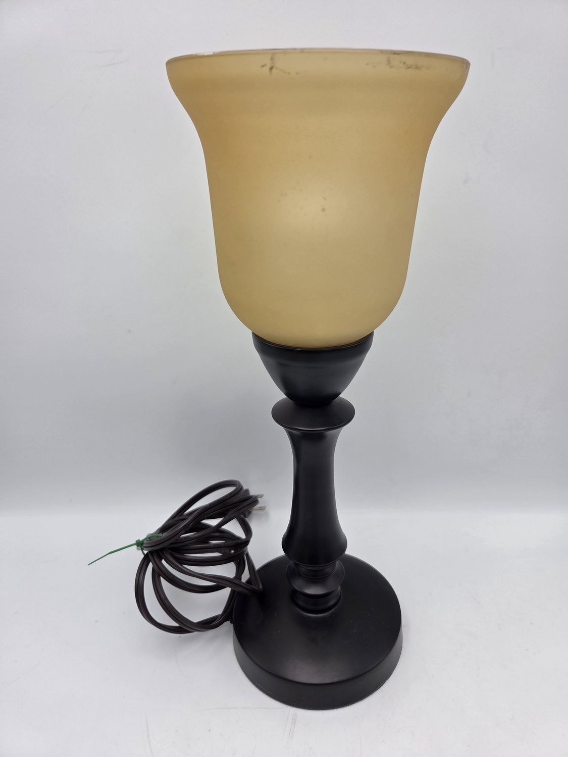 Vntg Amber Glass Table Lamp