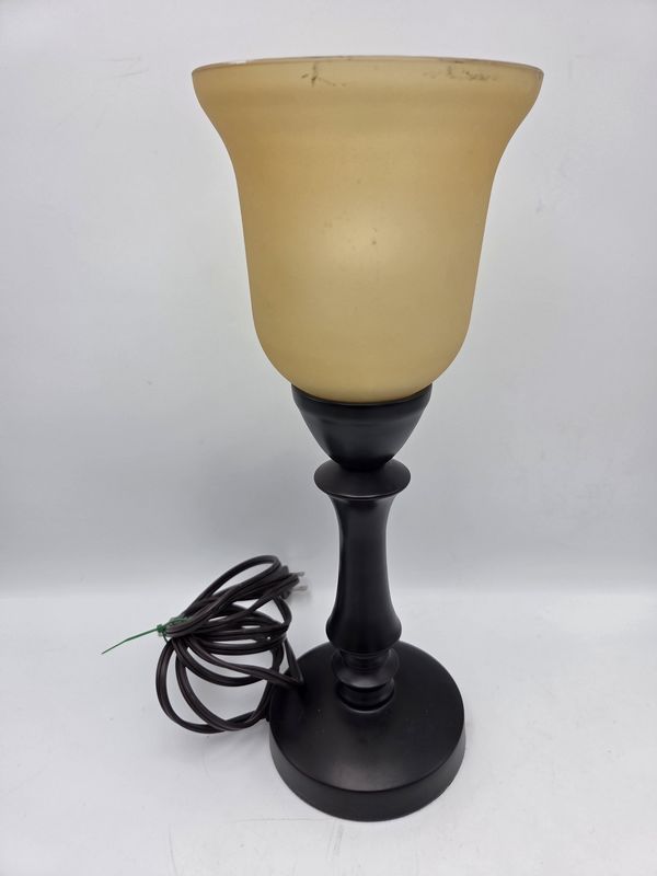 Vntg Amber Glass Table Lamp