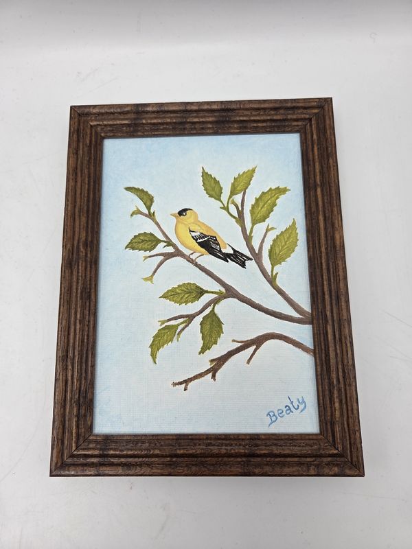 Framed Bird Painting Signed “Beaty”