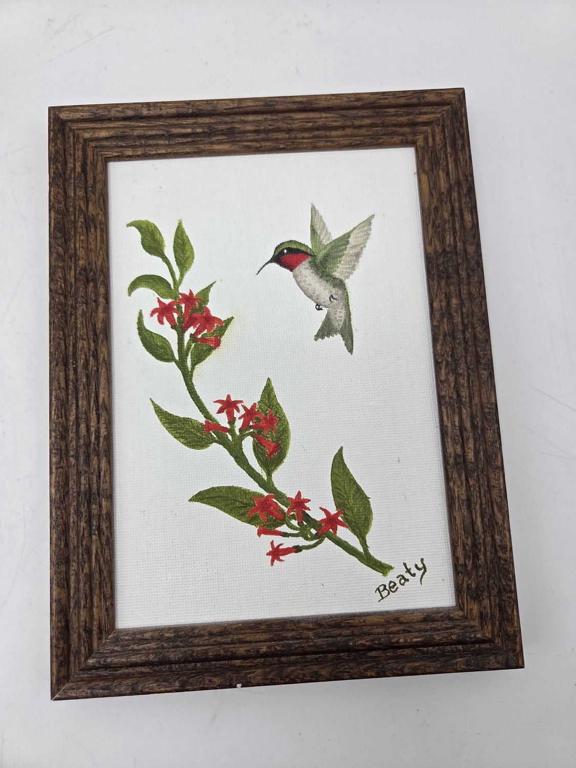 Frmd Hummingbird Painting Sgnd Beaty