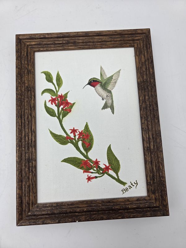 Frmd Hummingbird Painting Sgnd Beaty