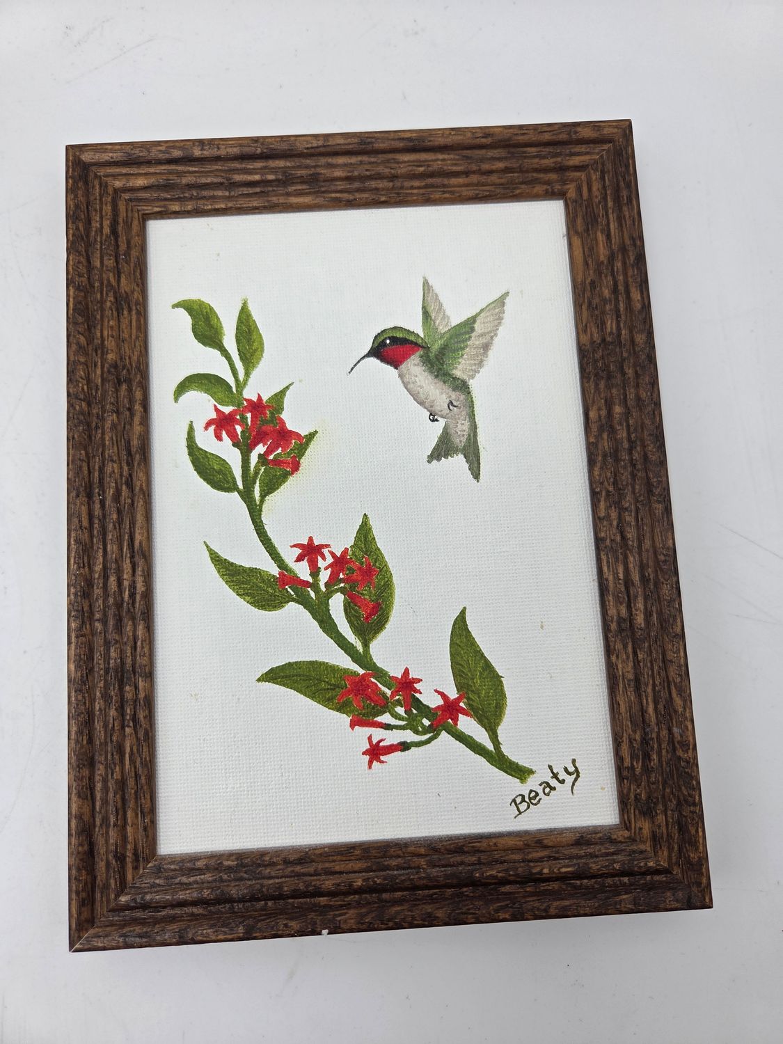 Frmd Hummingbird Painting Sgnd Beaty