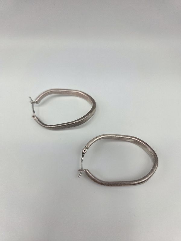 Modern Organic Oval Hoop Earrings