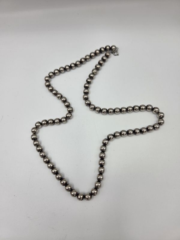 Silver-Tone Metallic Bead Necklace