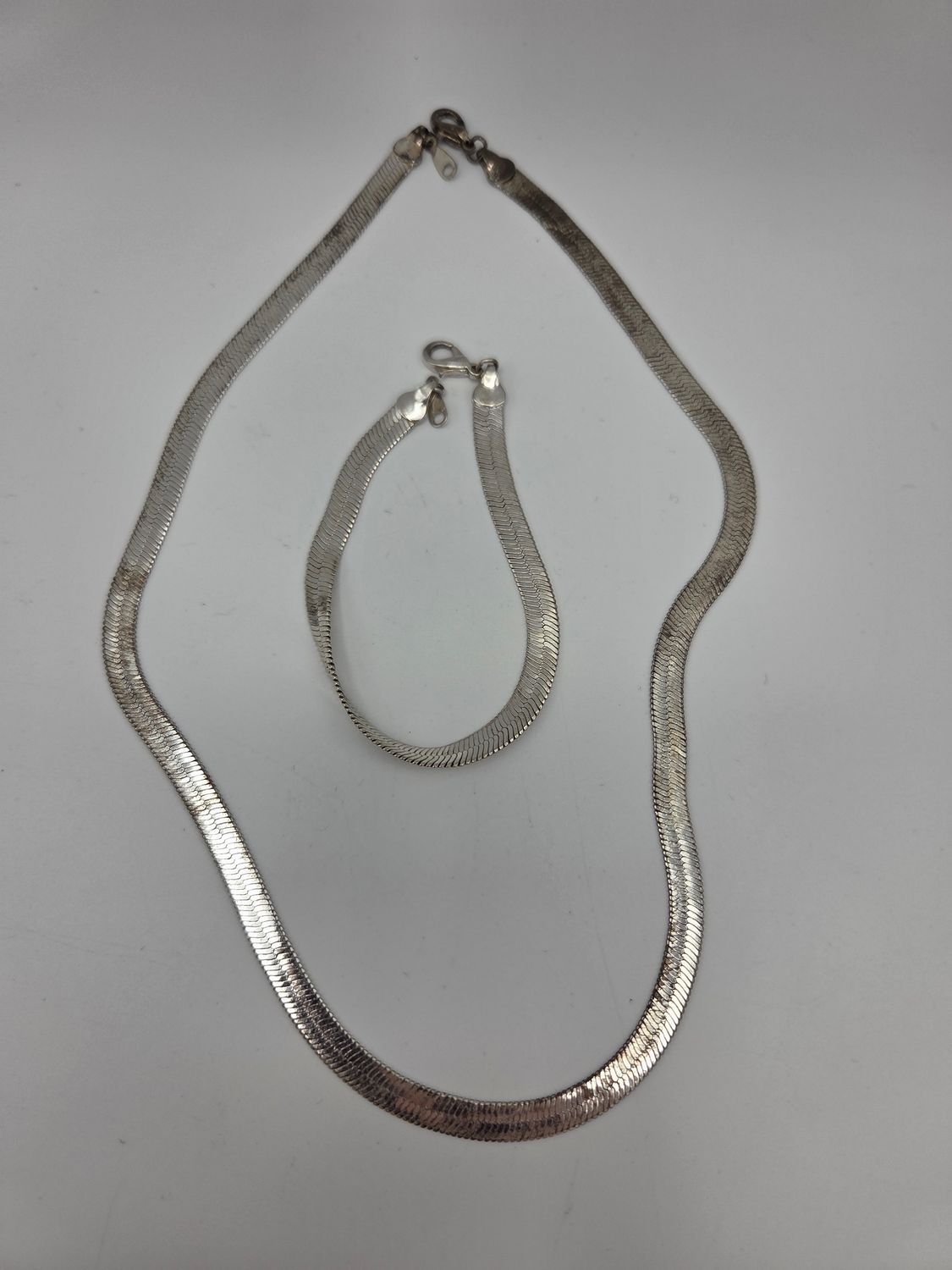 Vntg Herringbone Necklace &amp; Bracelet