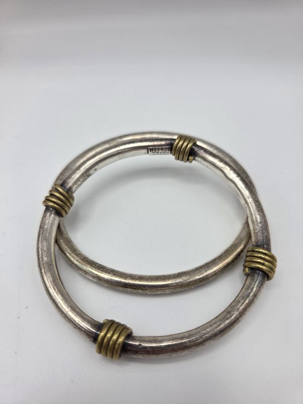 Set of 2 Mexican Sterling Silver Bangle Bracelets