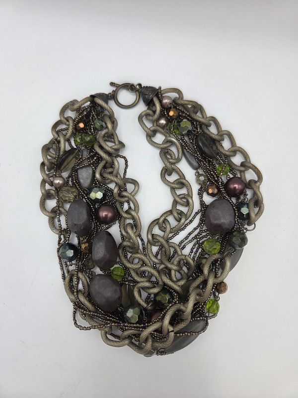 Boho Mixed-Media Statement Necklace