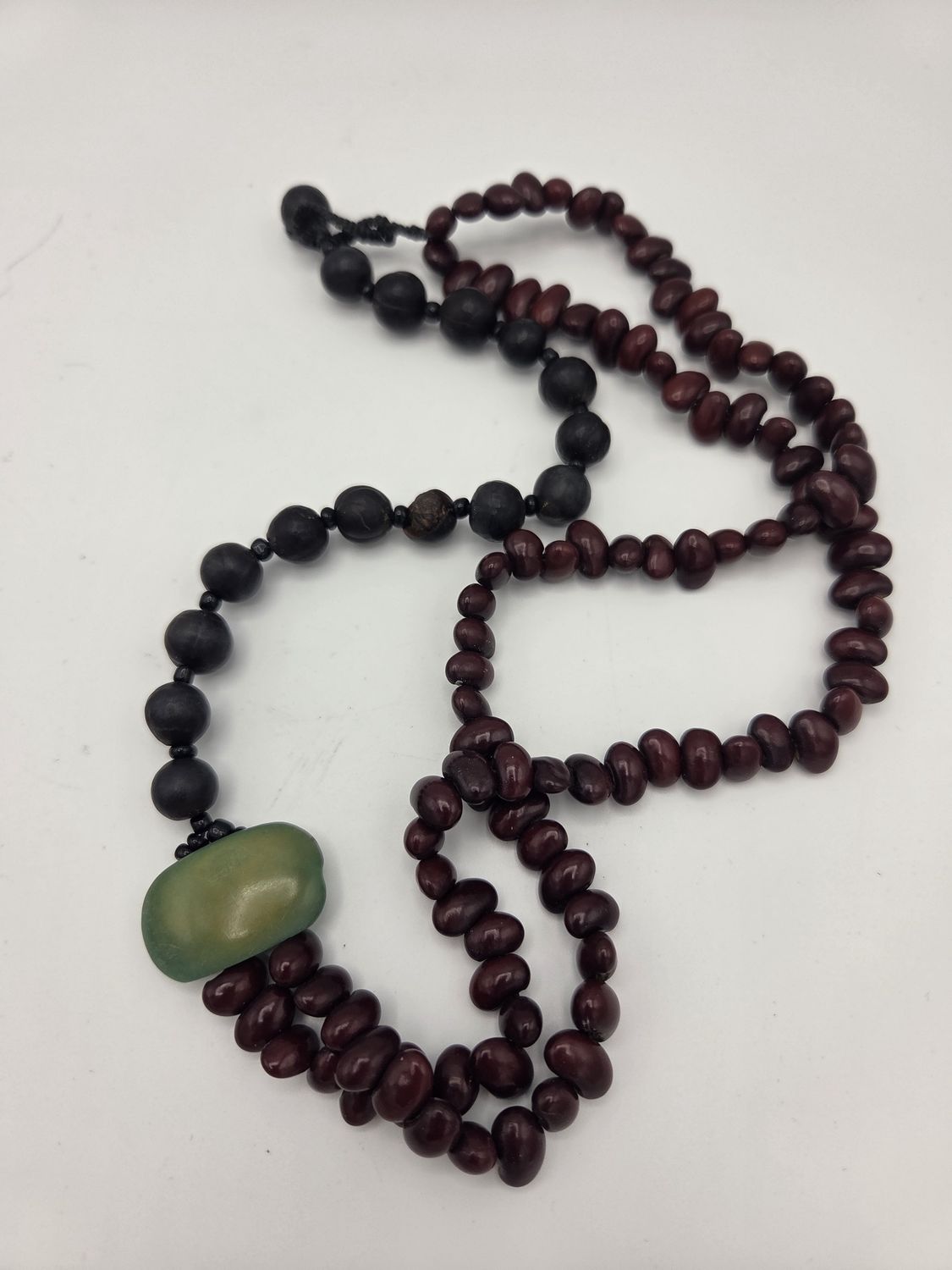 Faux Jade Pendant Bead Necklace