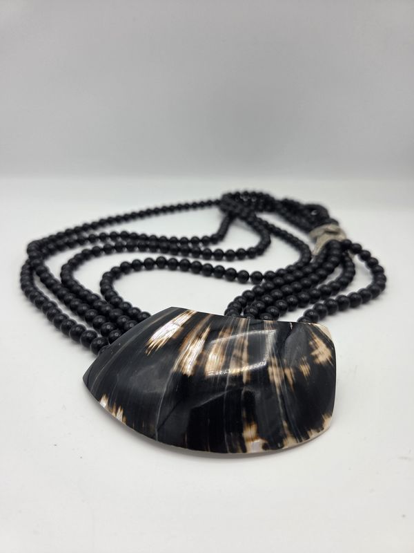 Shell Black Multi-Strand Necklace