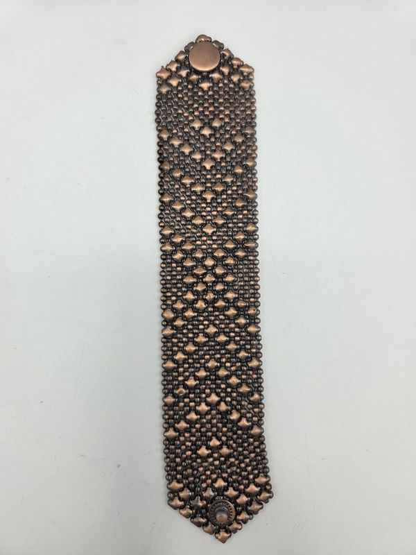 Copper Bead Mesh Cuff Bracelet