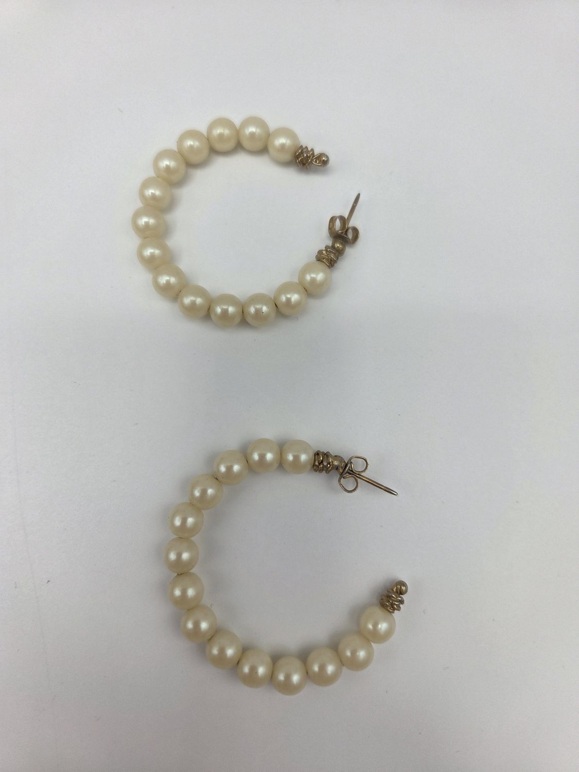 Vintage Pearl Bead Hoop Earrings