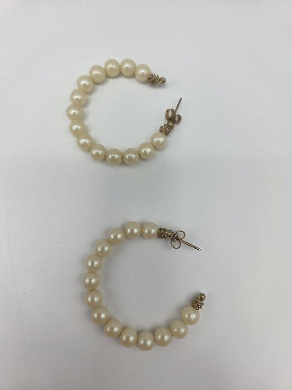 Vintage Pearl Bead Hoop Earrings
