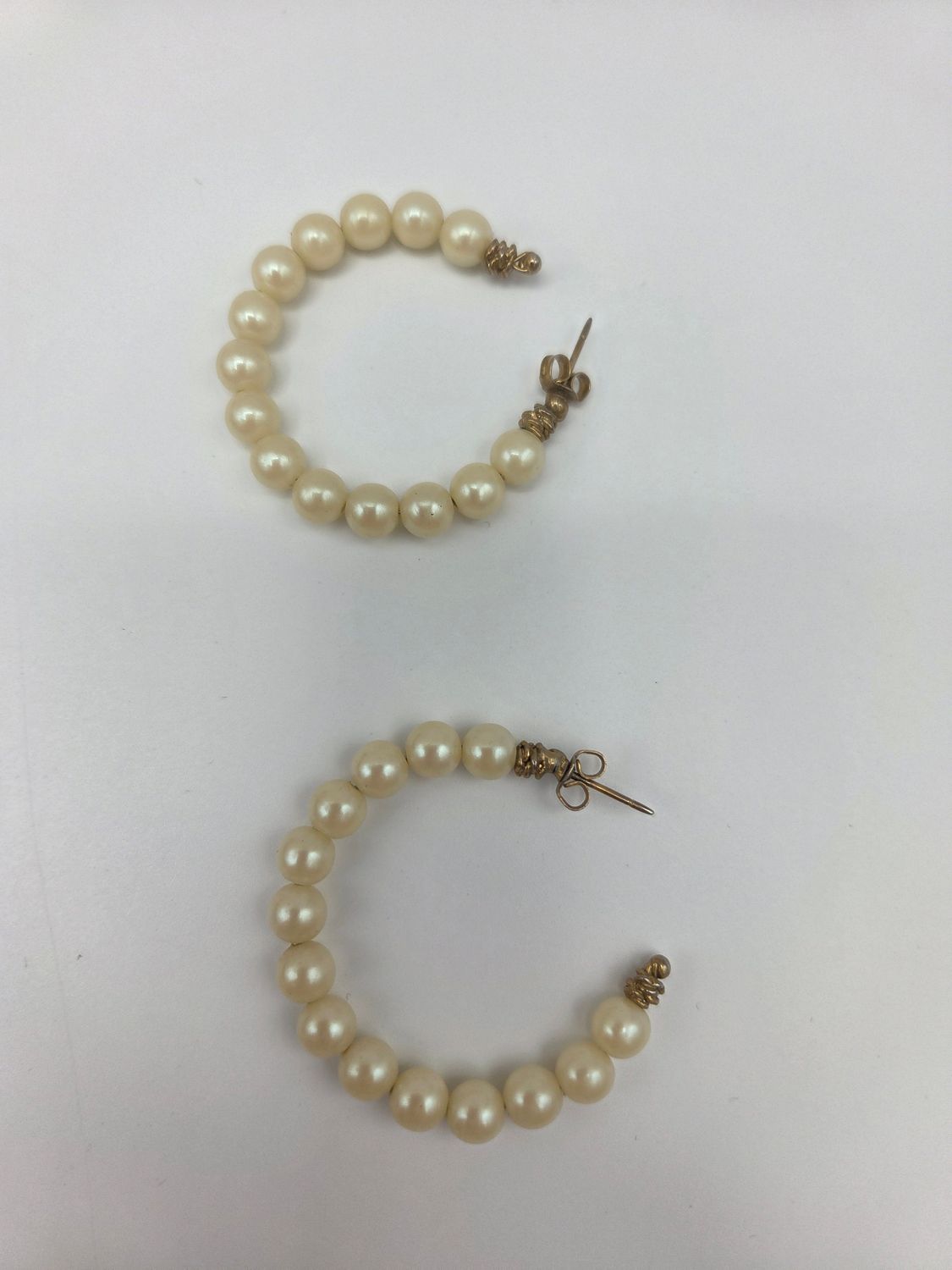 Vintage Pearl Bead Hoop Earrings