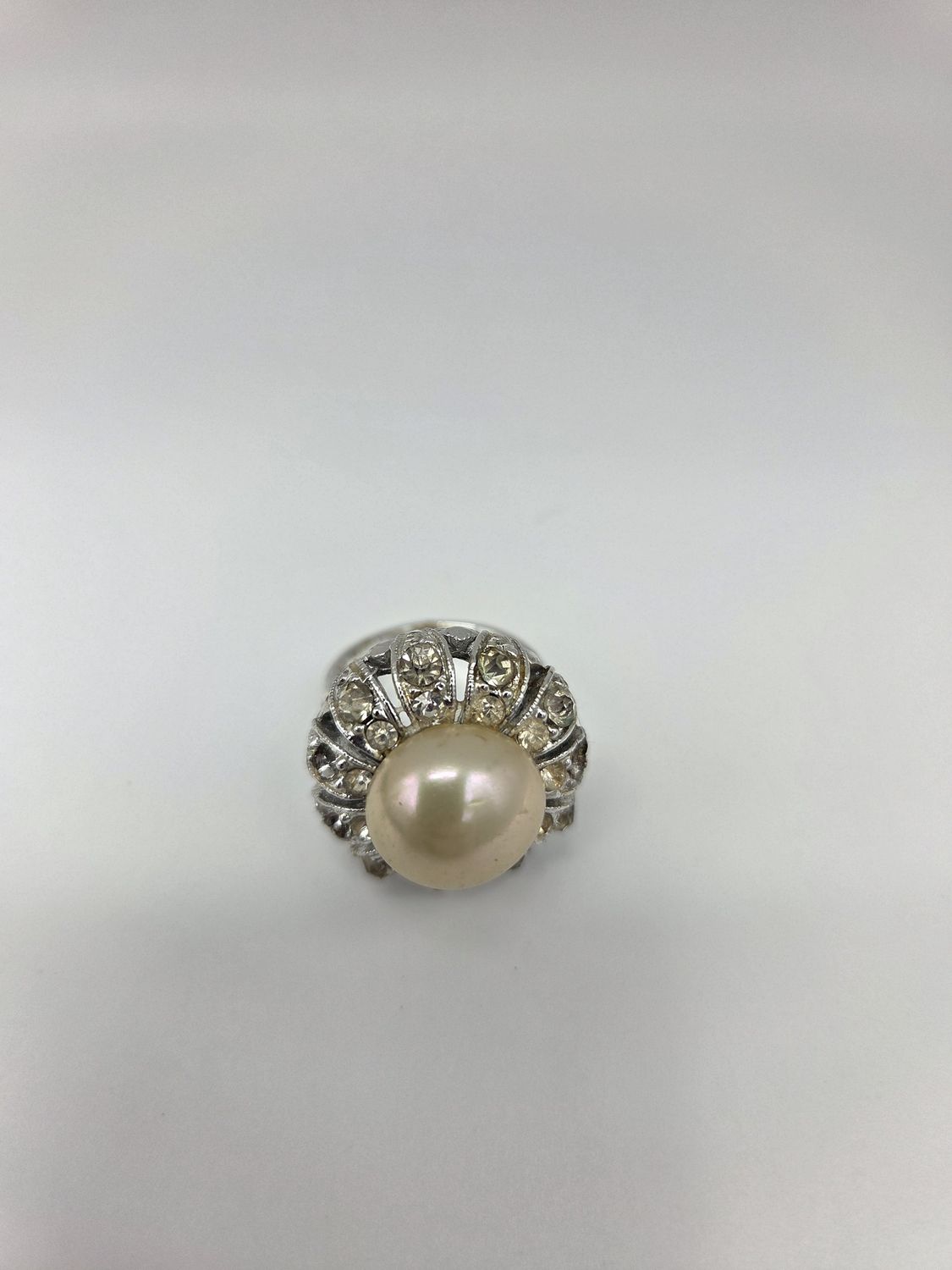 Pearl &amp; Rhinestone Halo Ring