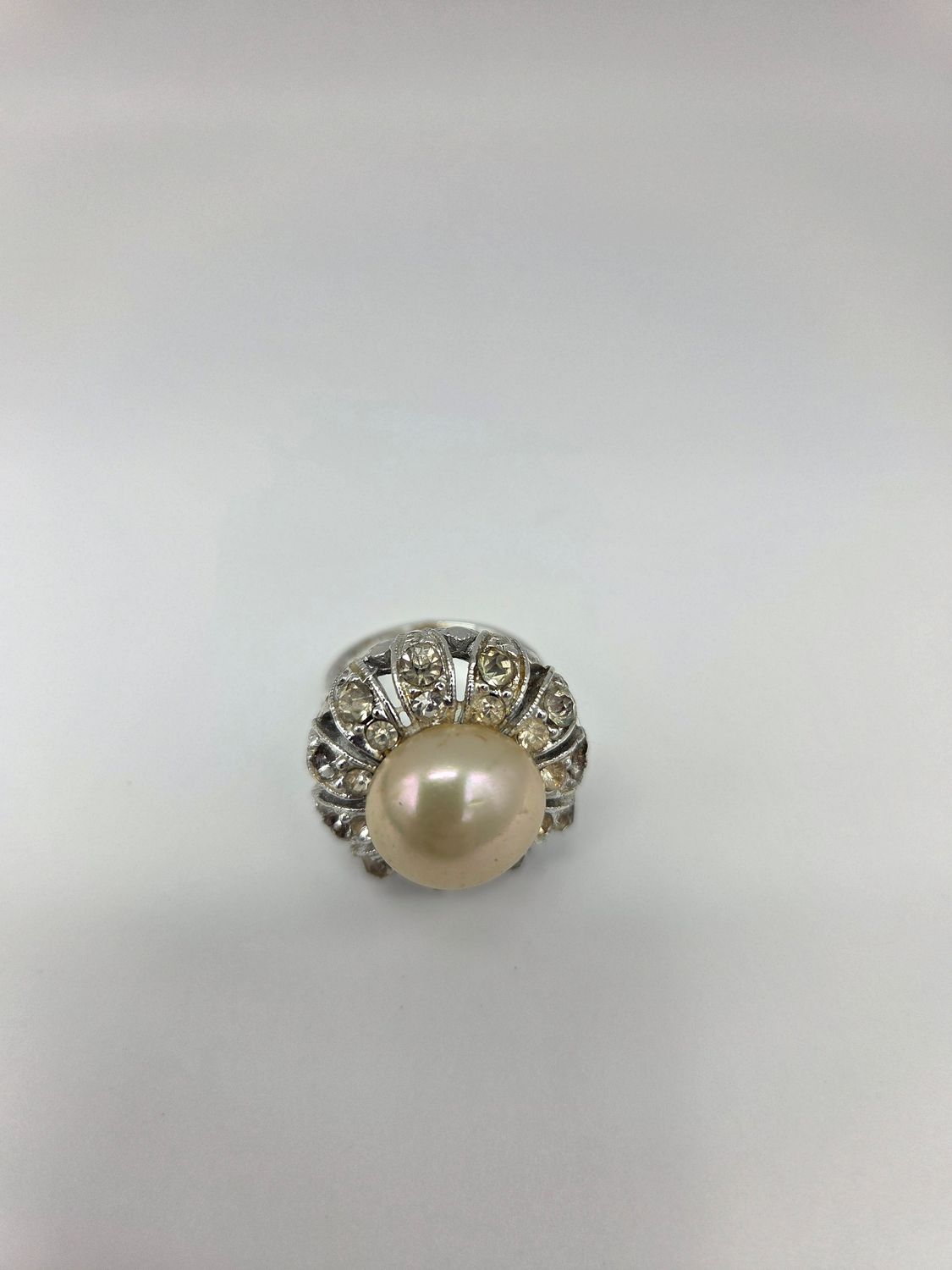 Pearl &amp; Rhinestone Halo Ring