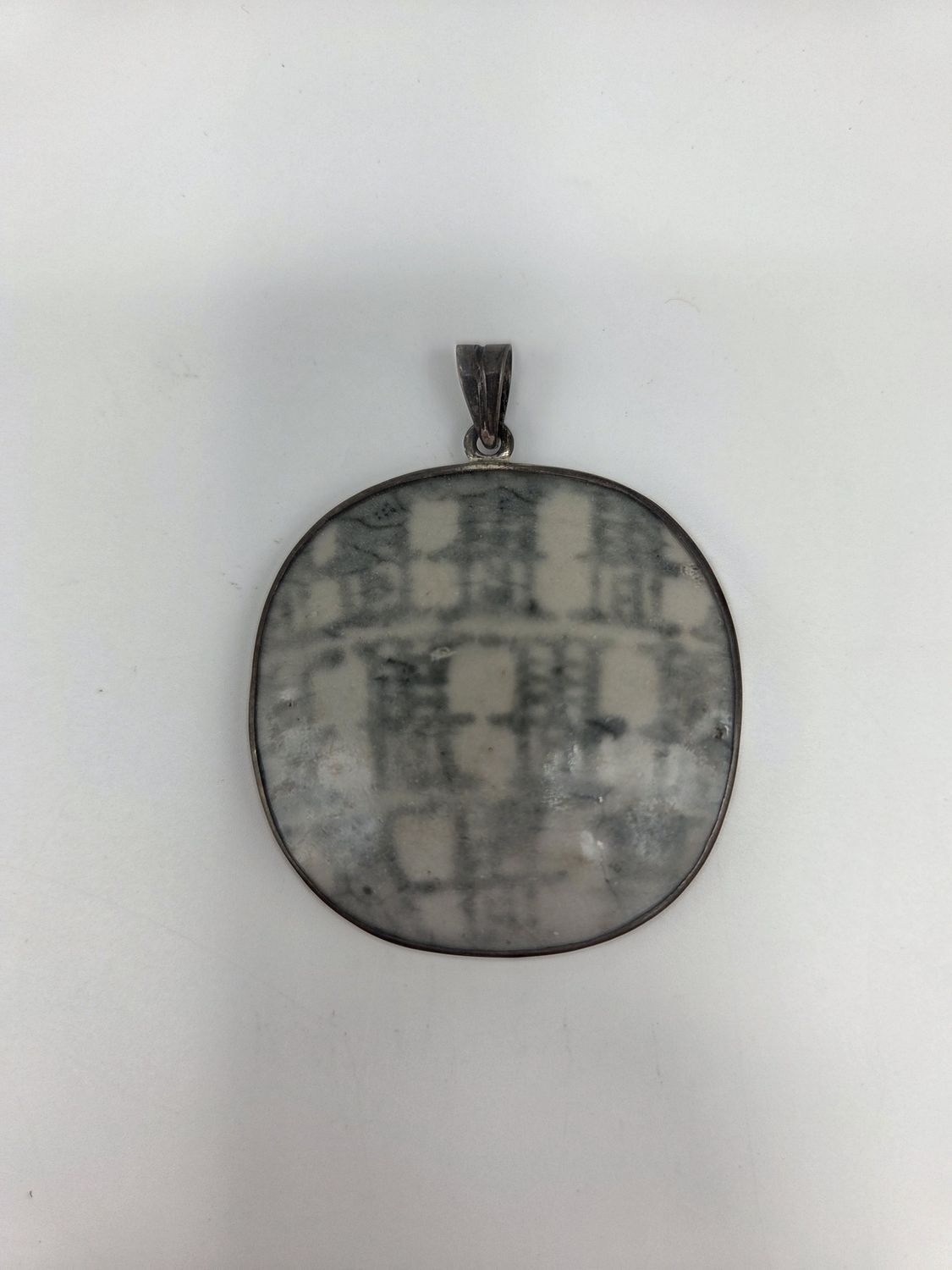 Sterling Ming-style Ceramic Pendant