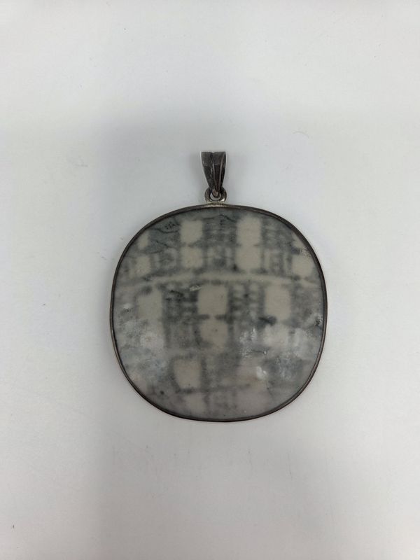 Sterling Ming-style Ceramic Pendant