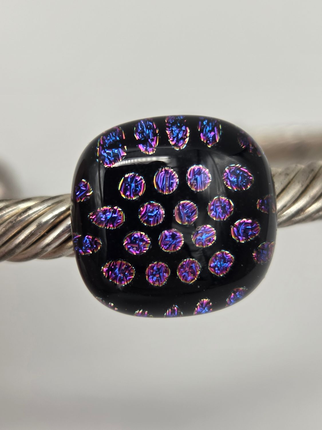 Dichroic Glass Cable Cuff Bracelet