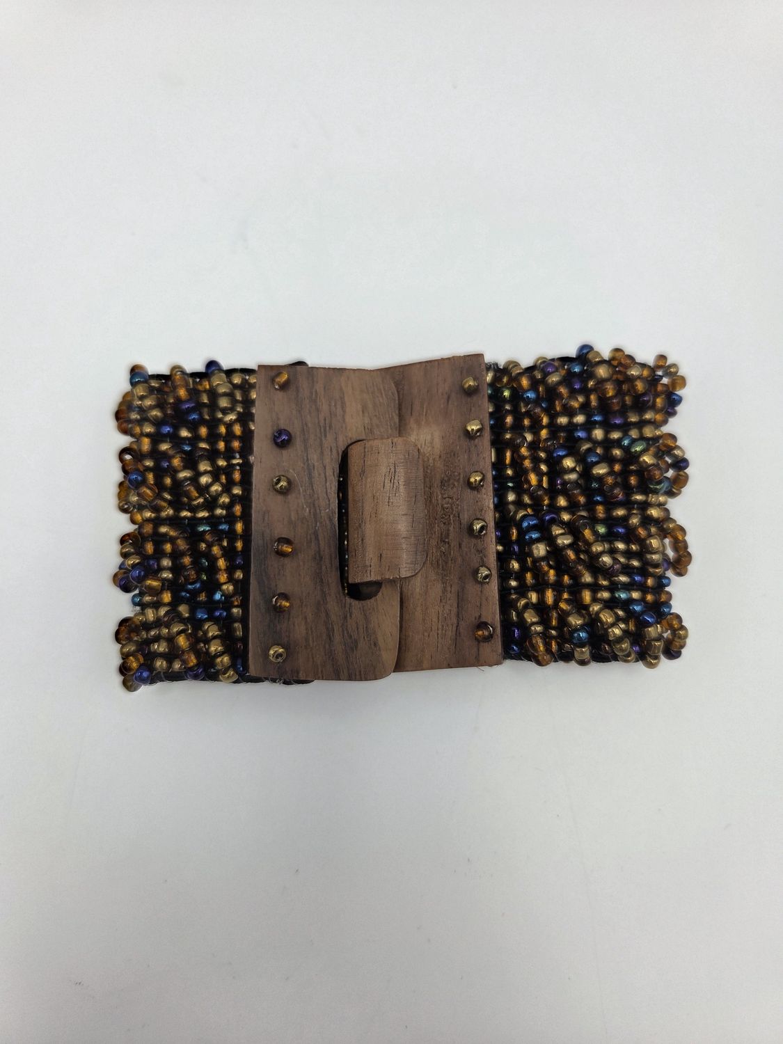 Brown Seed Bead Cuff Bracelet