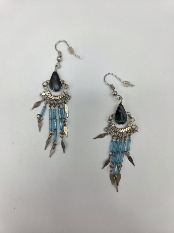 Green Teardrop Chandelier Earrings