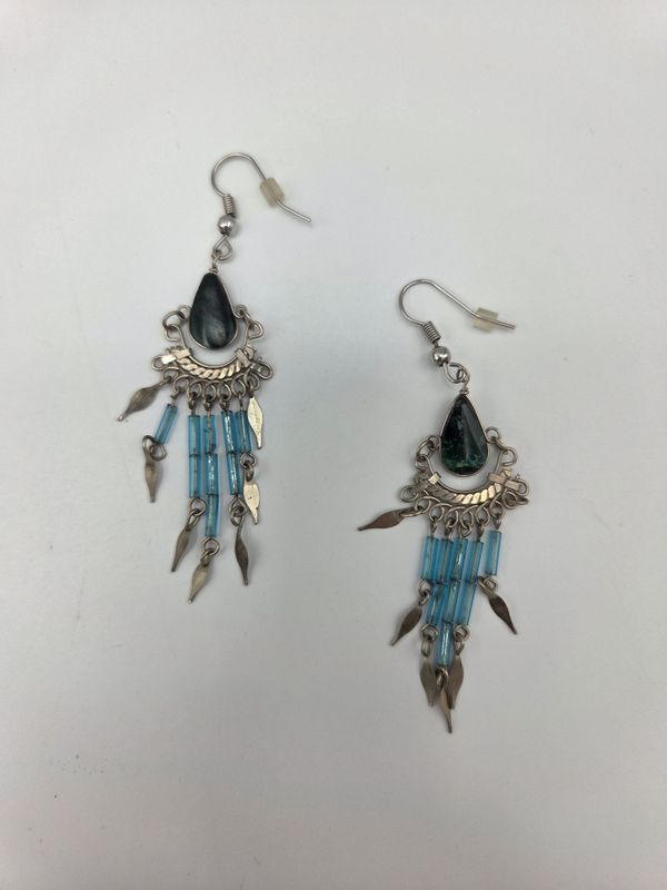 Green Teardrop Chandelier Earrings