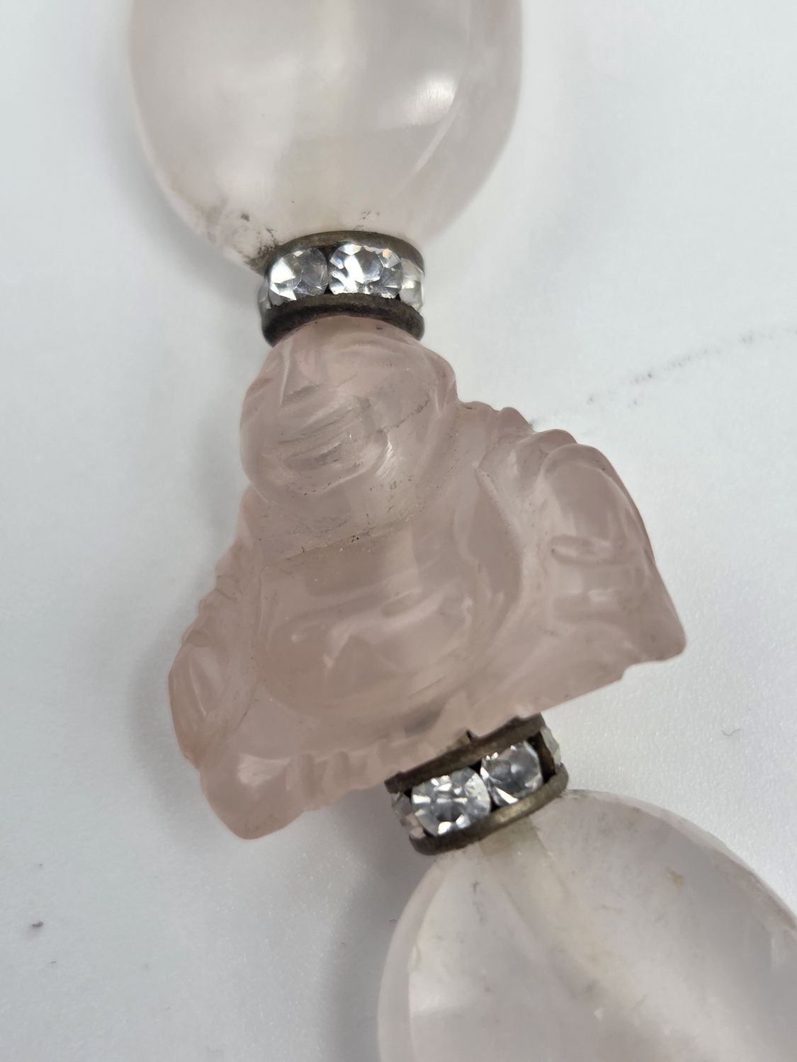 Rose Quartz Laughing Buddha Necklace