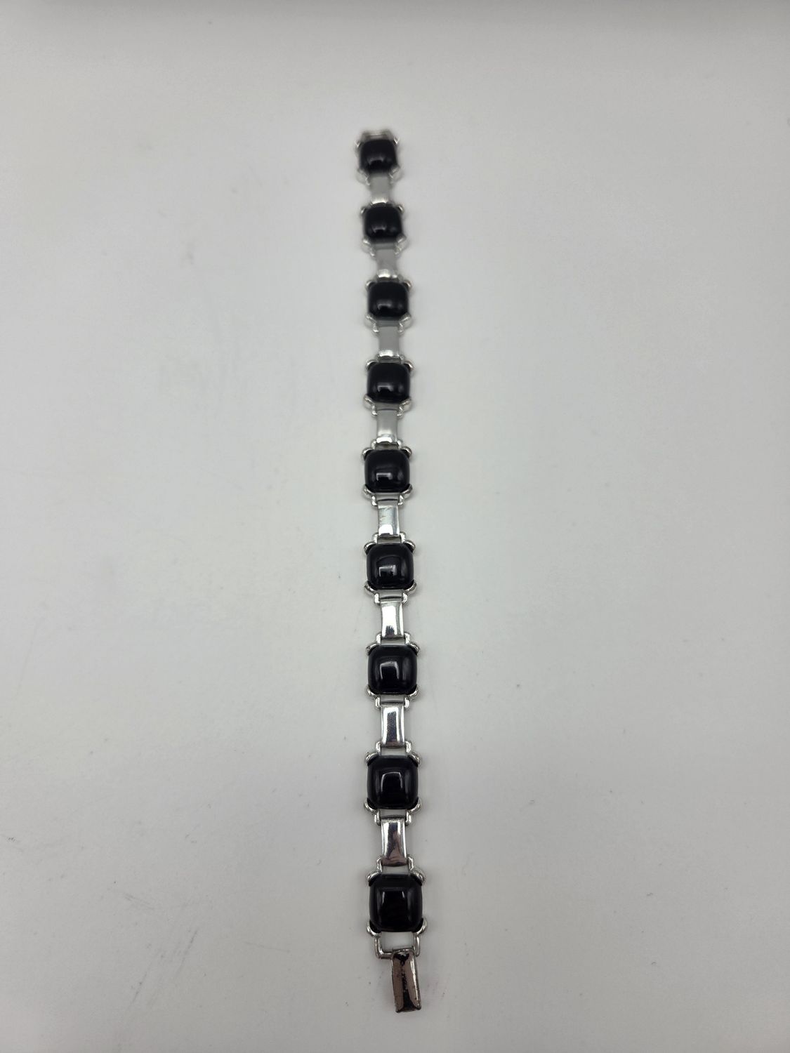 Black Square Cabochon Link Bracelet