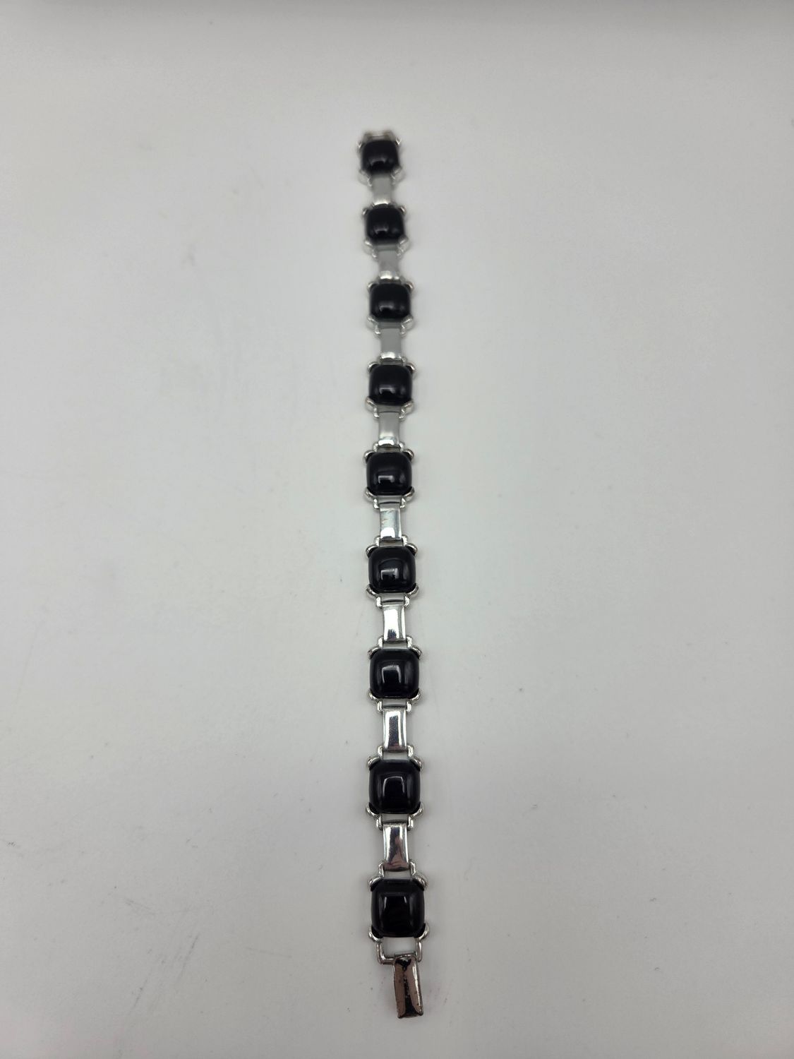 Black Square Cabochon Link Bracelet