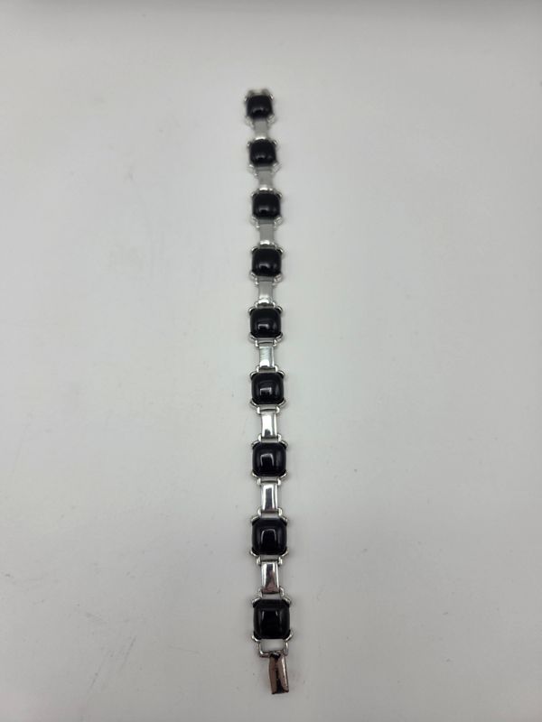 Black Square Cabochon Link Bracelet