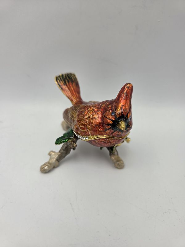 Jeweled Enamel Cardinal Bird Box