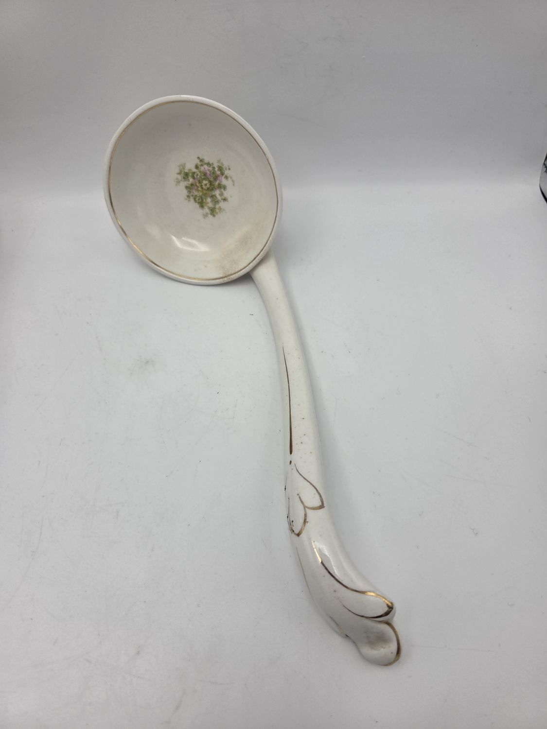 Floral Gold Trim Porcelain Ladle