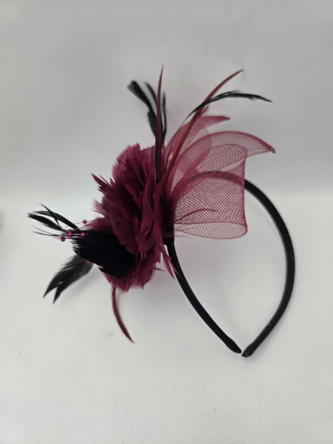 Red &amp; Black Fthr Fascinator Headband