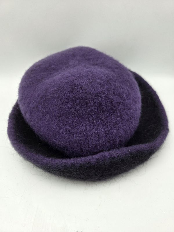 Purple &amp; Black Felt Cloche Hat