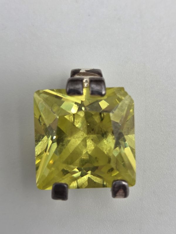 Princess-Cut Yellow Glass Pendant